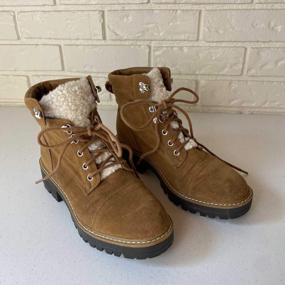 TIME & TRU Faux Suede Lace Up Ankle Platform‎ Boots Size 8 Memory Foam Logenlook
